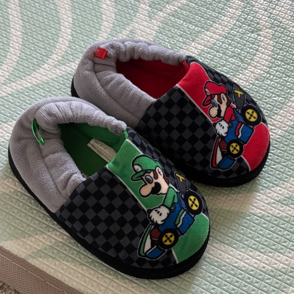 Nintendo Mario and Luigi Checkered Slippers